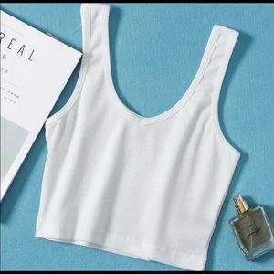 Shein white rubber crop tank